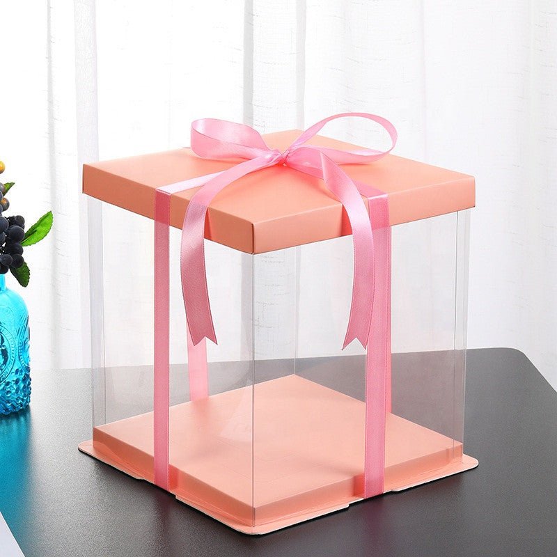 Tall Square Transparent Clear Box with Base and Lid - Elegant Supply