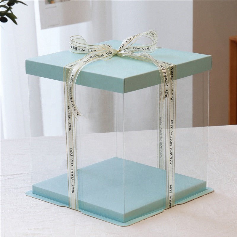 Tall Square Transparent Clear Box with Base and Lid - Elegant Supply