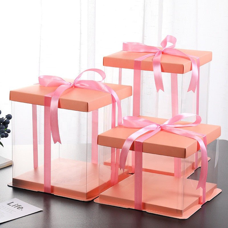 Tall Square Transparent Clear Box with Base and Lid - Elegant Supply