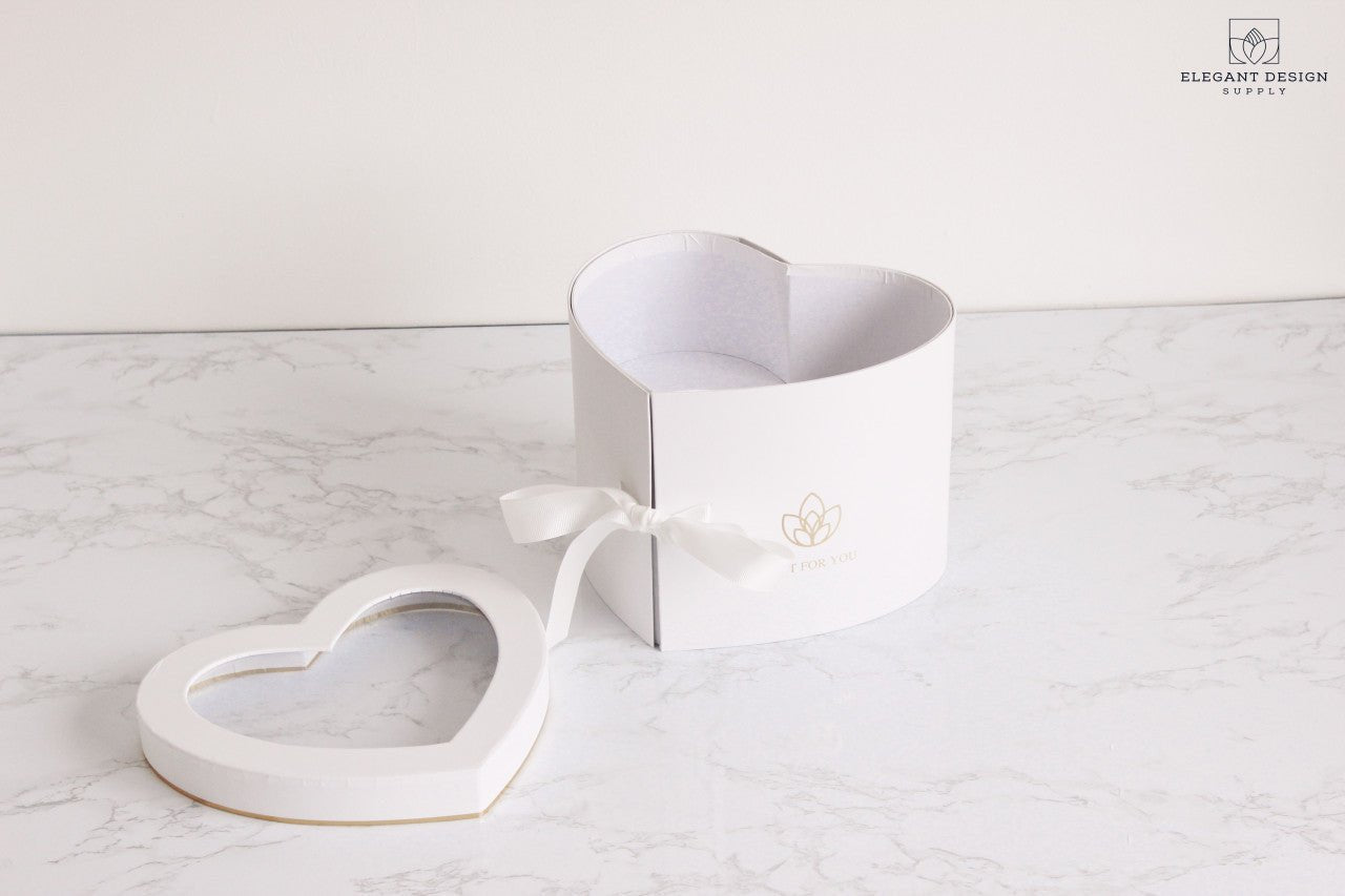 Two layers Heart Shape Flower Box with Clear Lid - Elegant Supply
