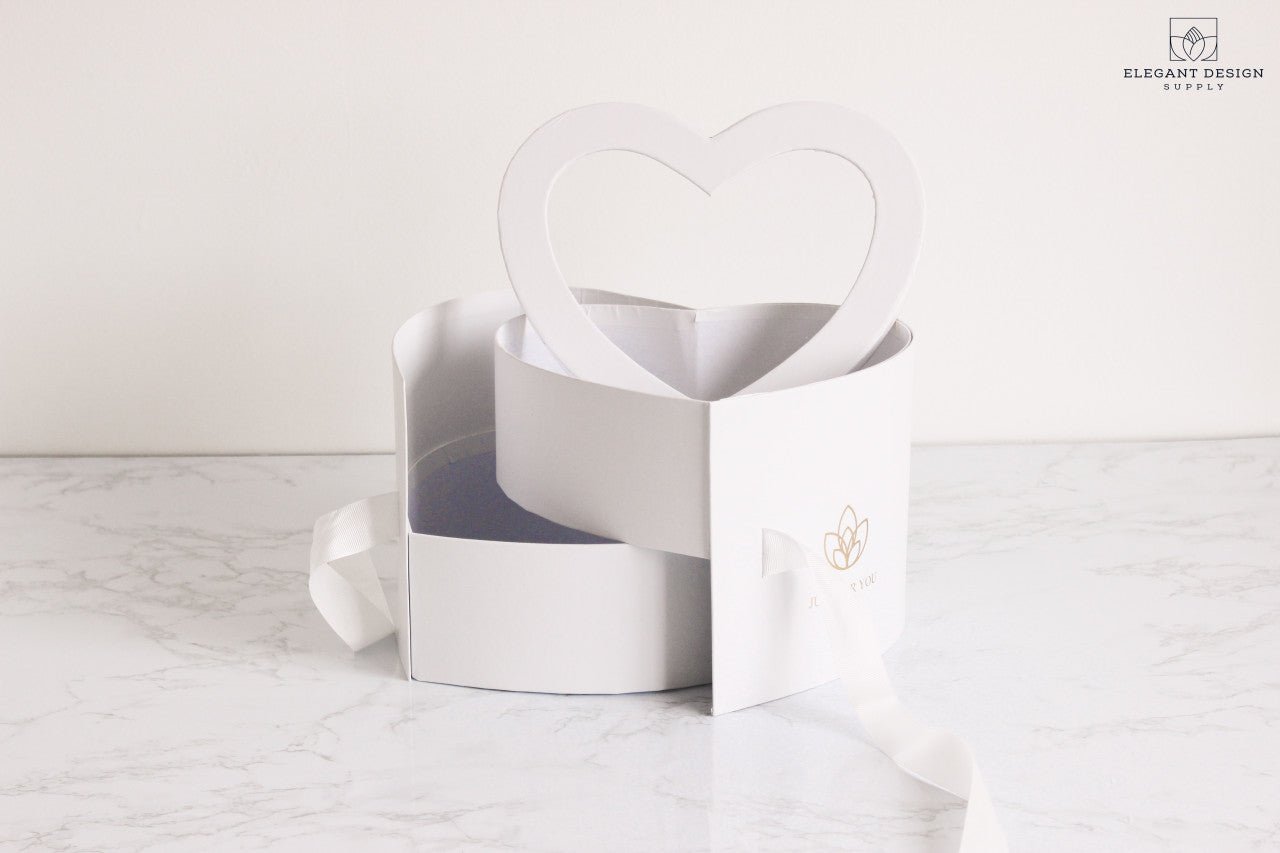 Two layers Heart Shape Flower Box with Clear Lid - Elegant Supply