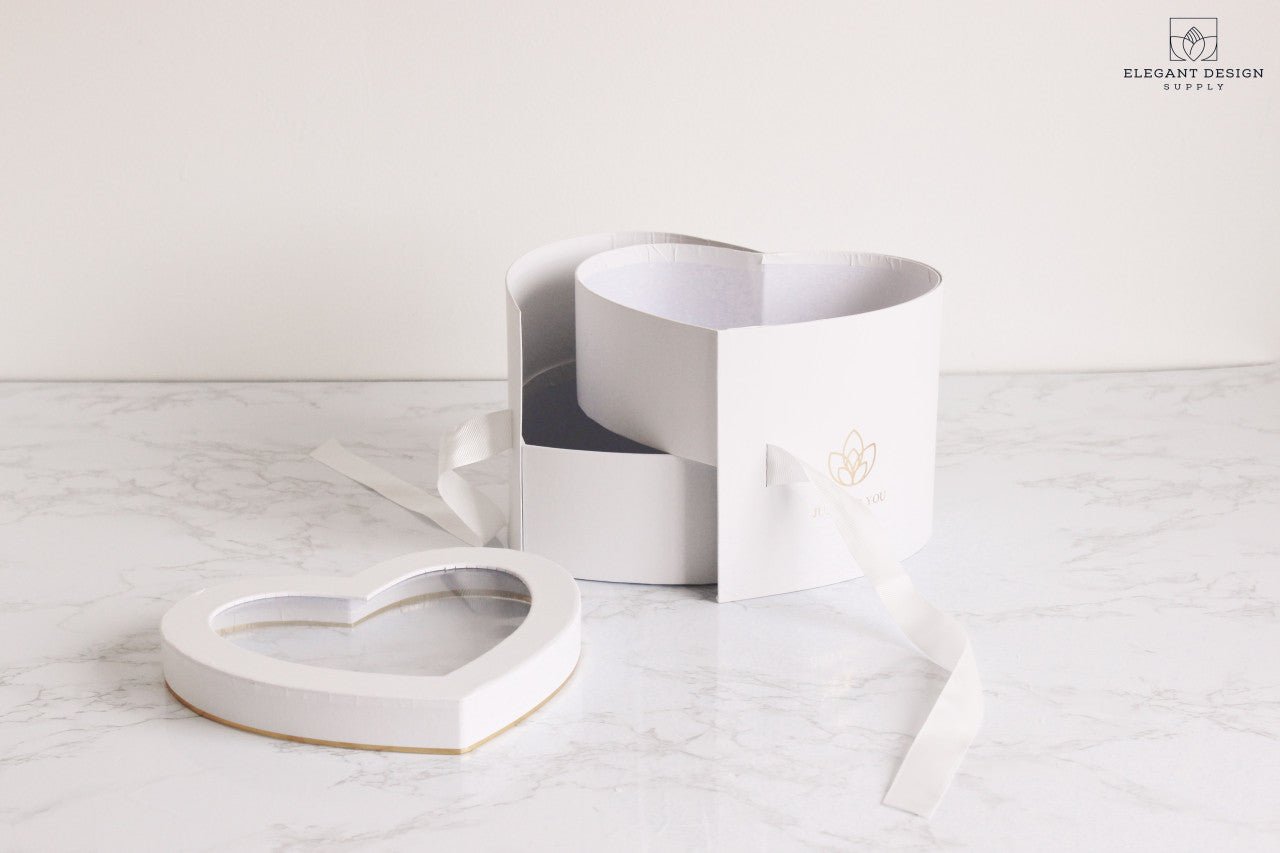 Two layers Heart Shape Flower Box with Clear Lid - Elegant Supply