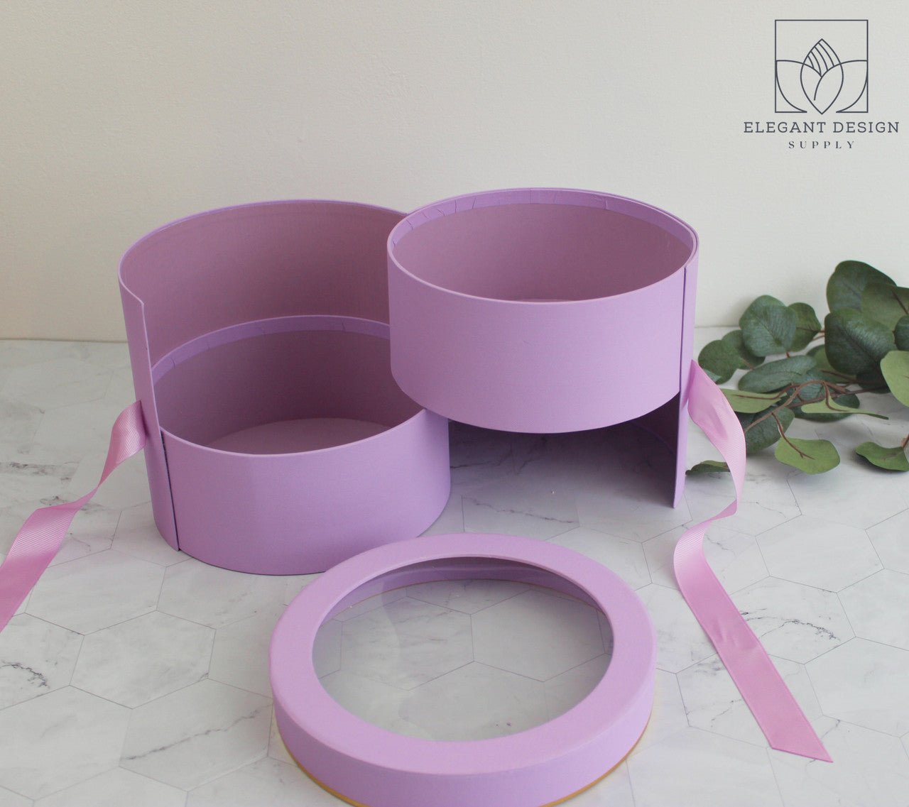 Two Layers Round Flower Box with Clear Lid - Elegant Supply