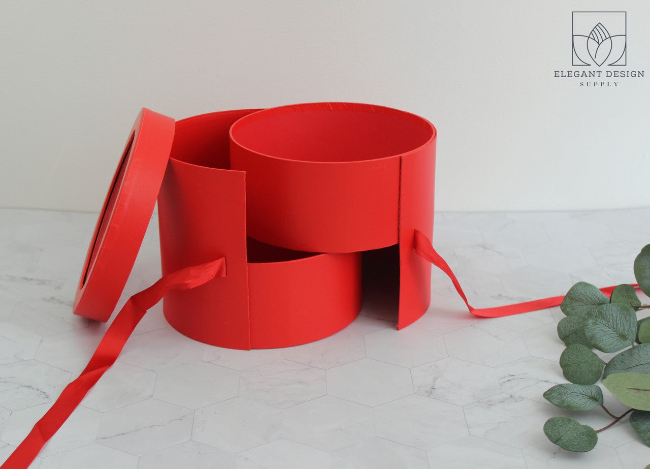 Two Layers Round Flower Box with Clear Lid - Elegant Supply