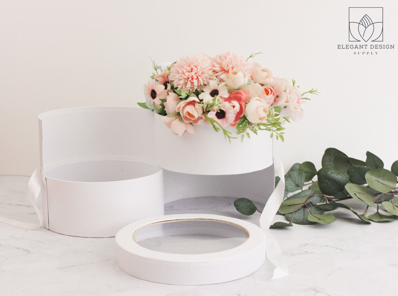 Two Layers Round Flower Box with Clear Lid - Elegant Supply