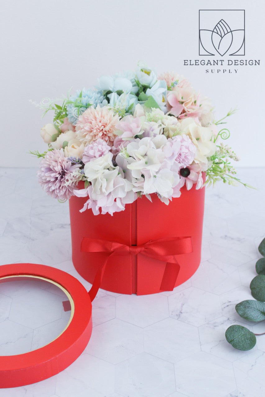 Two Layers Round Flower Box with Clear Lid - Elegant Supply
