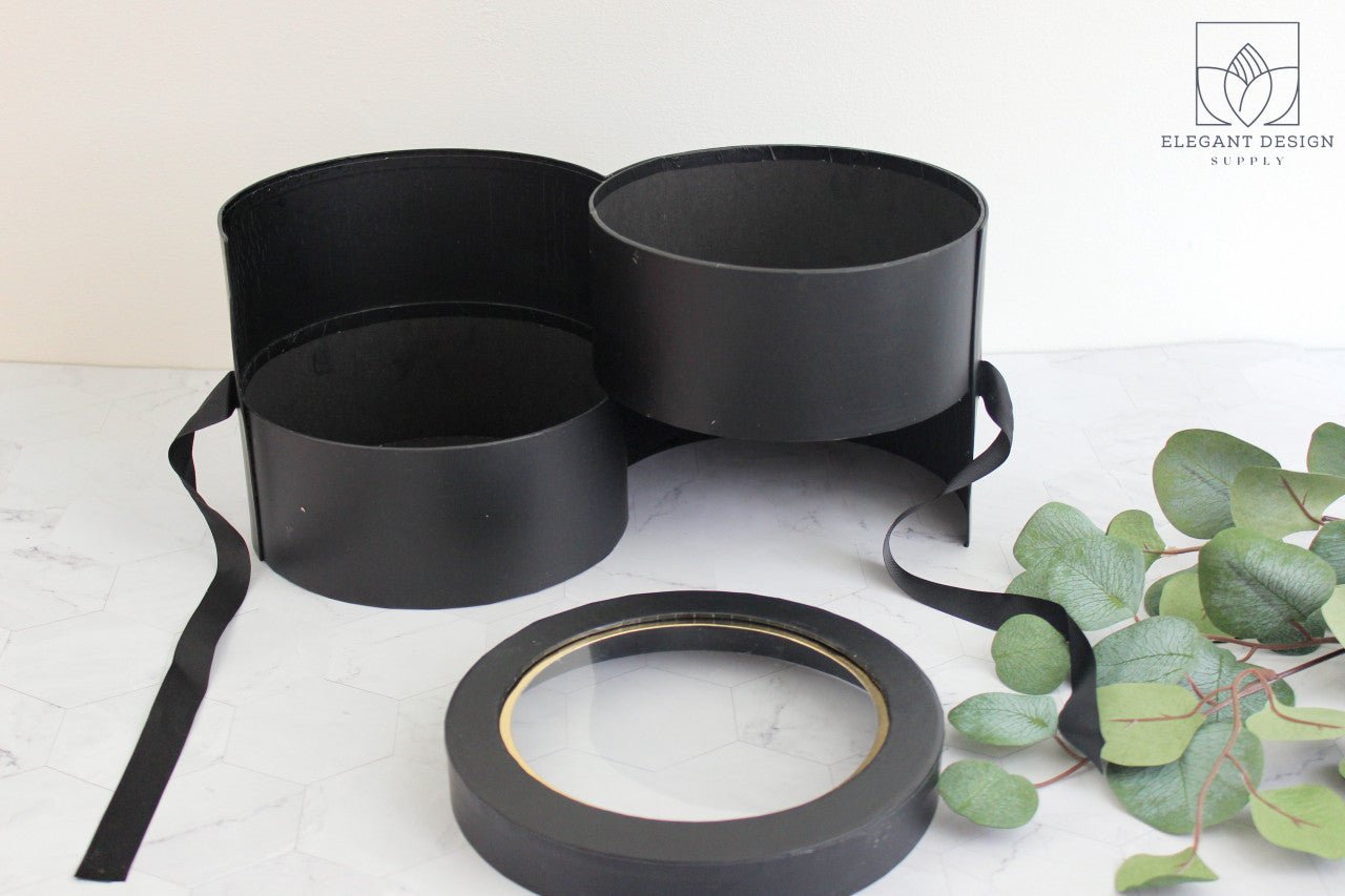 Two Layers Round Flower Box with Clear Lid - Elegant Supply