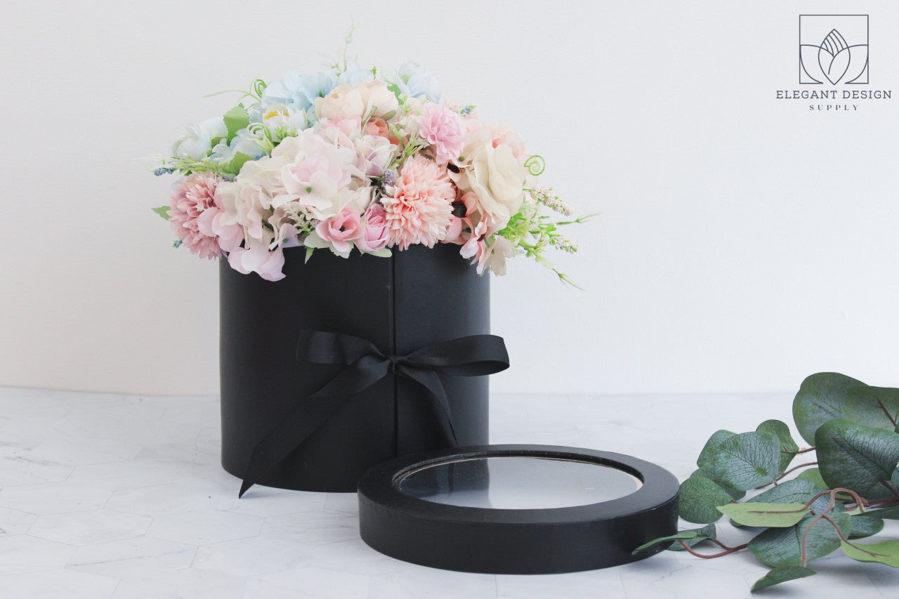 Two Layers Round Flower Box with Clear Lid - Elegant Supply
