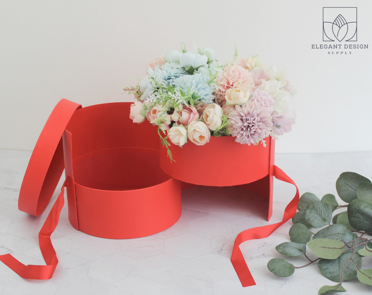 Two Layers Round Flower Box with Clear Lid - Elegant Supply