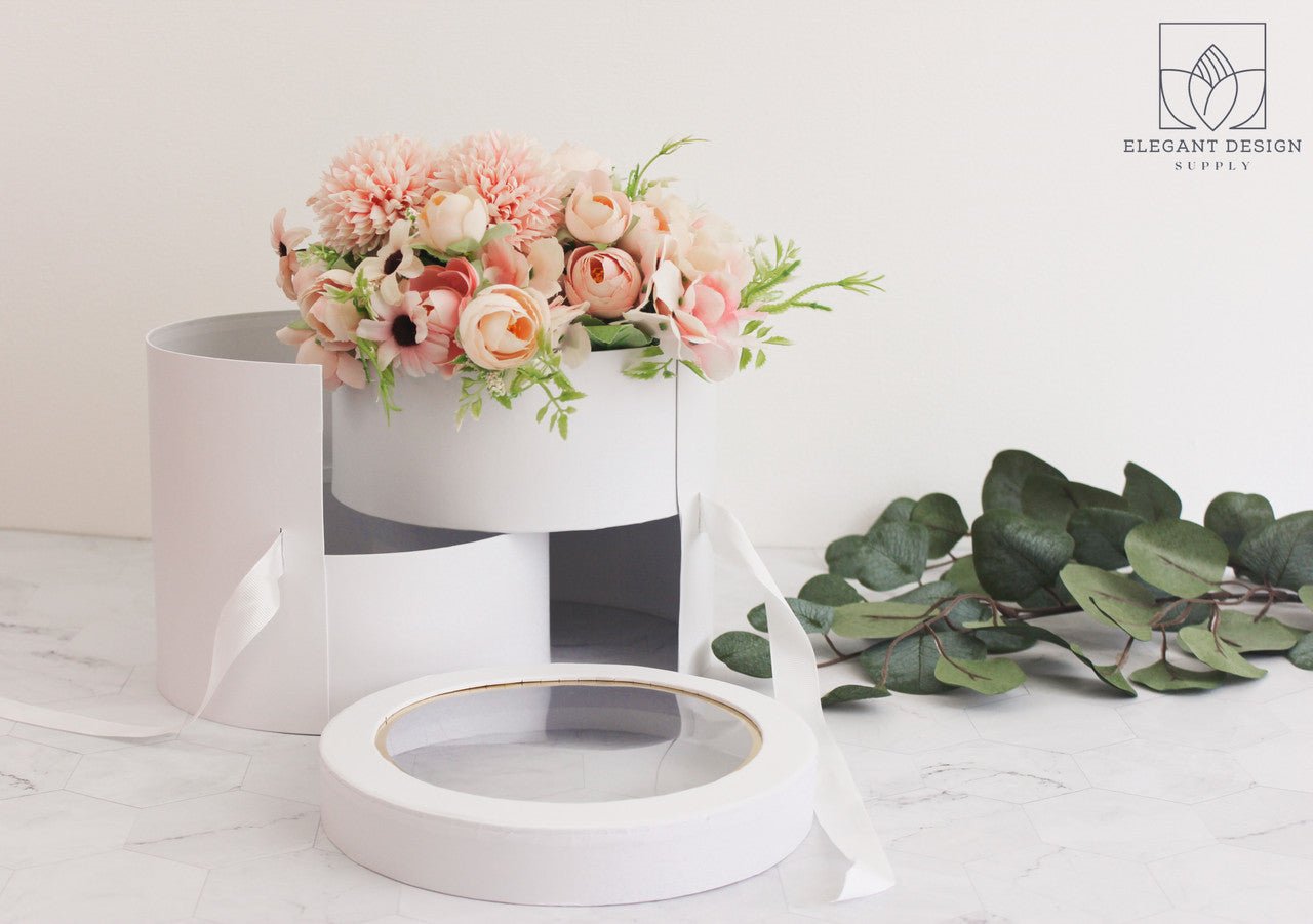 Two Layers Round Flower Box with Clear Lid - Elegant Supply