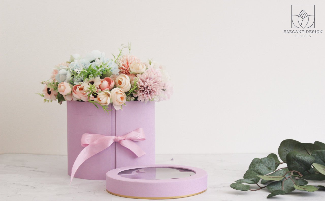 Two Layers Round Flower Box with Clear Lid - Elegant Supply