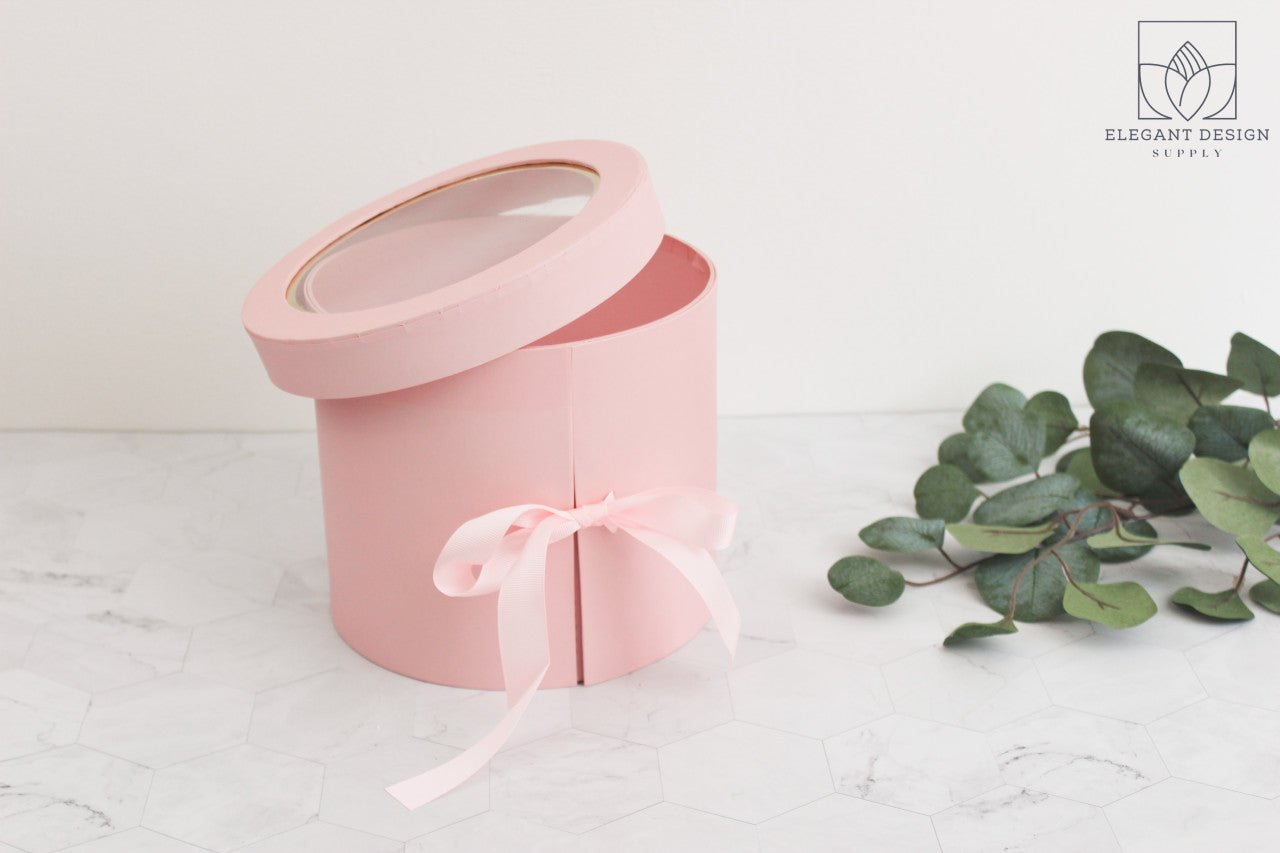 Two Layers Round Flower Box with Clear Lid - Elegant Supply