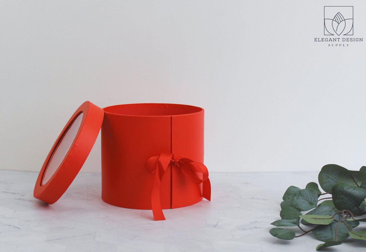 Two Layers Round Flower Box with Clear Lid - Elegant Supply