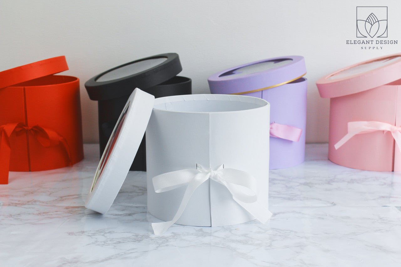 Two Layers Round Flower Box with Clear Lid - Elegant Supply