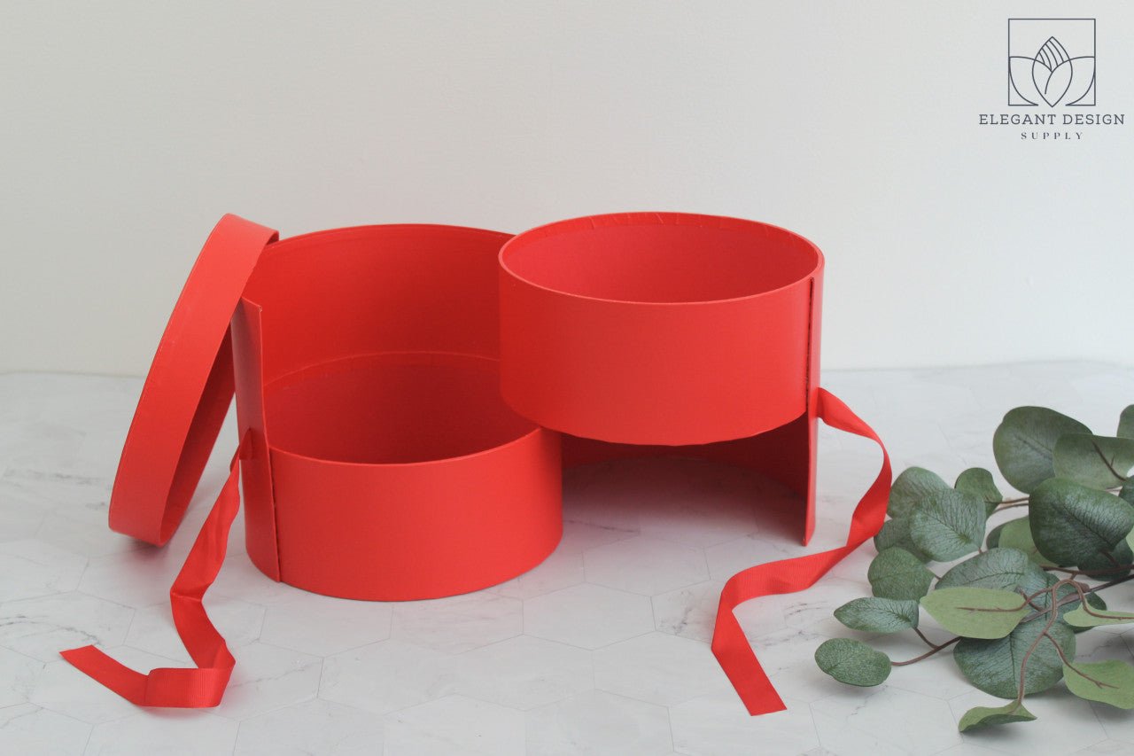 Two Layers Round Flower Box with Clear Lid - Elegant Supply