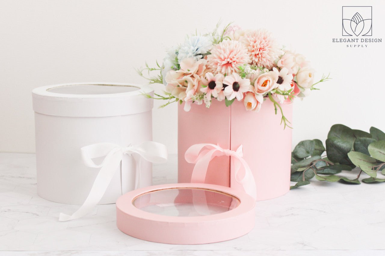Two Layers Round Flower Box with Clear Lid - Elegant Supply