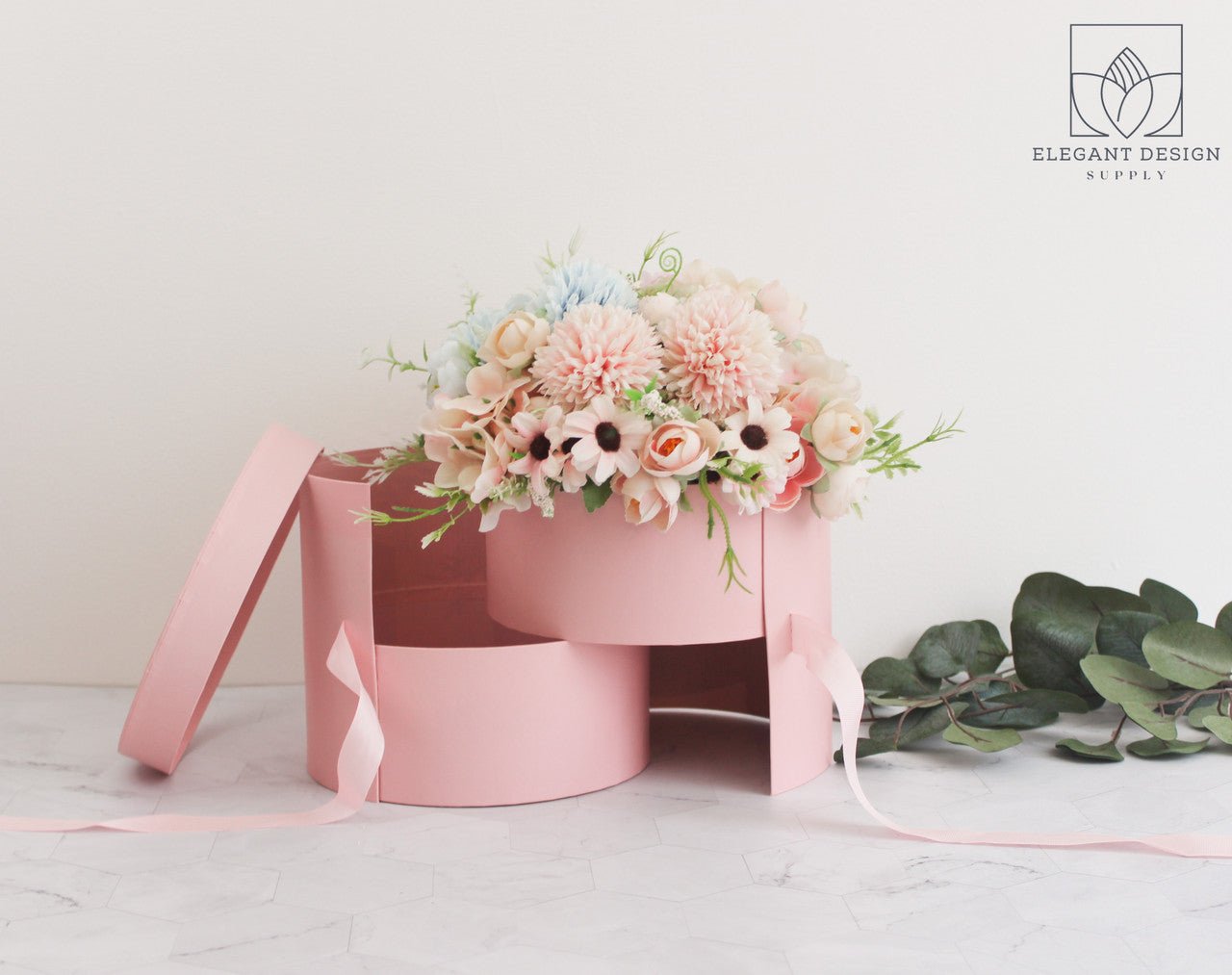 Two Layers Round Flower Box with Clear Lid - Elegant Supply