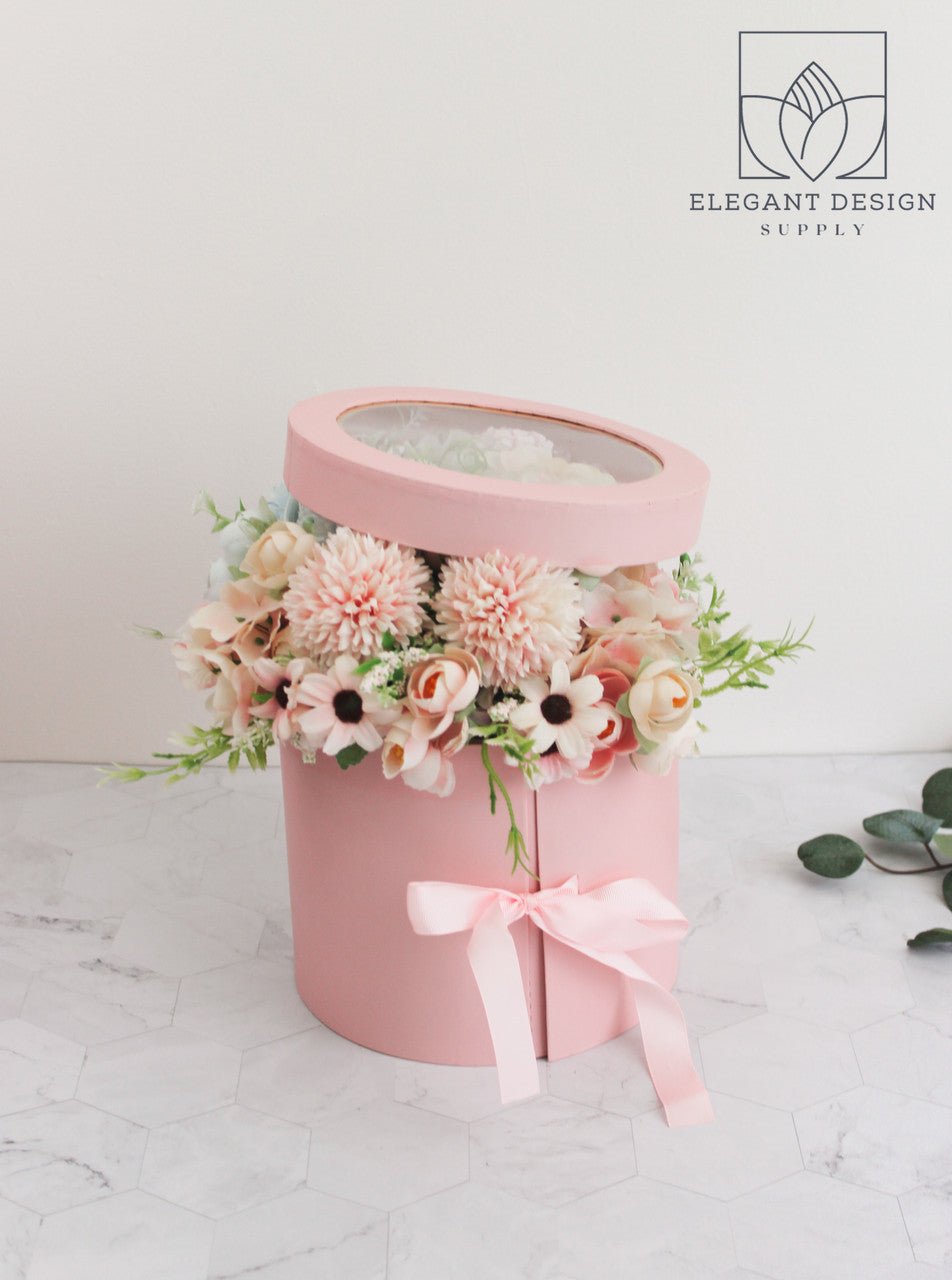 Two Layers Round Flower Box with Clear Lid - Elegant Supply