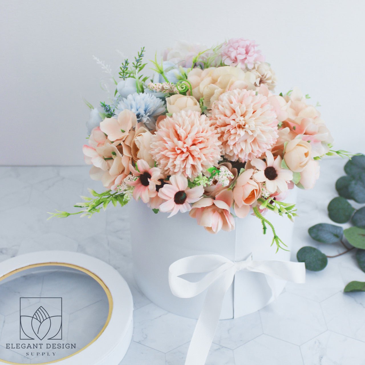 Two Layers Round Flower Box with Clear Lid - Elegant Supply