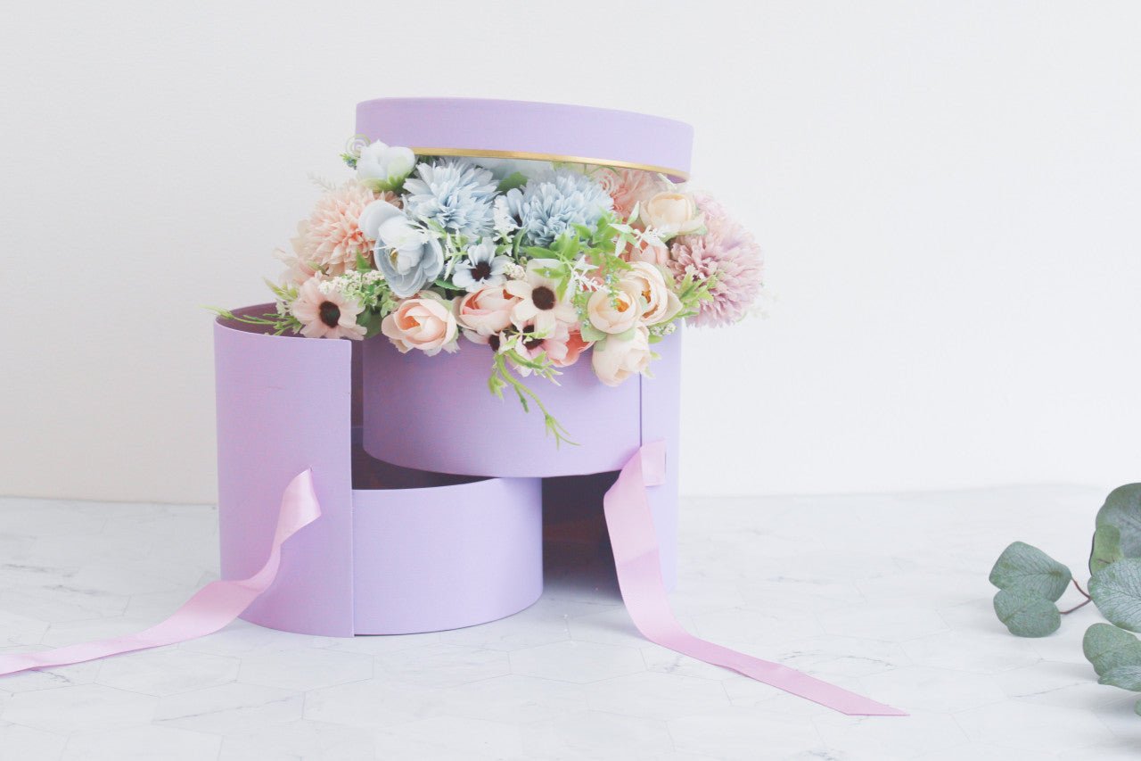 Two Layers Round Flower Box with Clear Lid - Elegant Supply