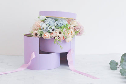 Two Layers Round Flower Box with Clear Lid - Elegant Supply