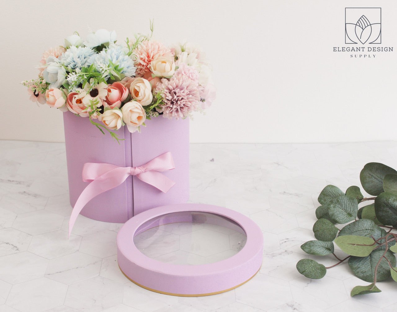 Two Layers Round Flower Box with Clear Lid - Elegant Supply