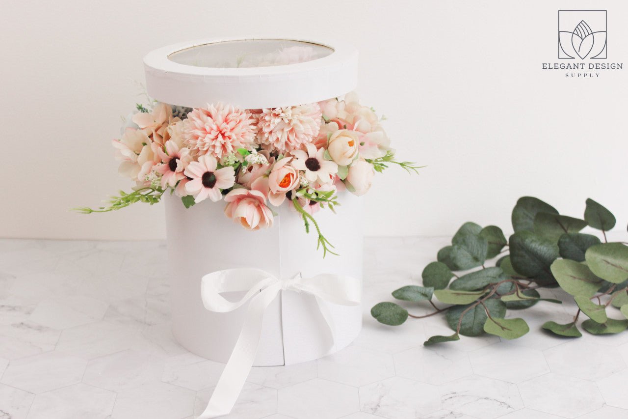 Two Layers Round Flower Box with Clear Lid - Elegant Supply