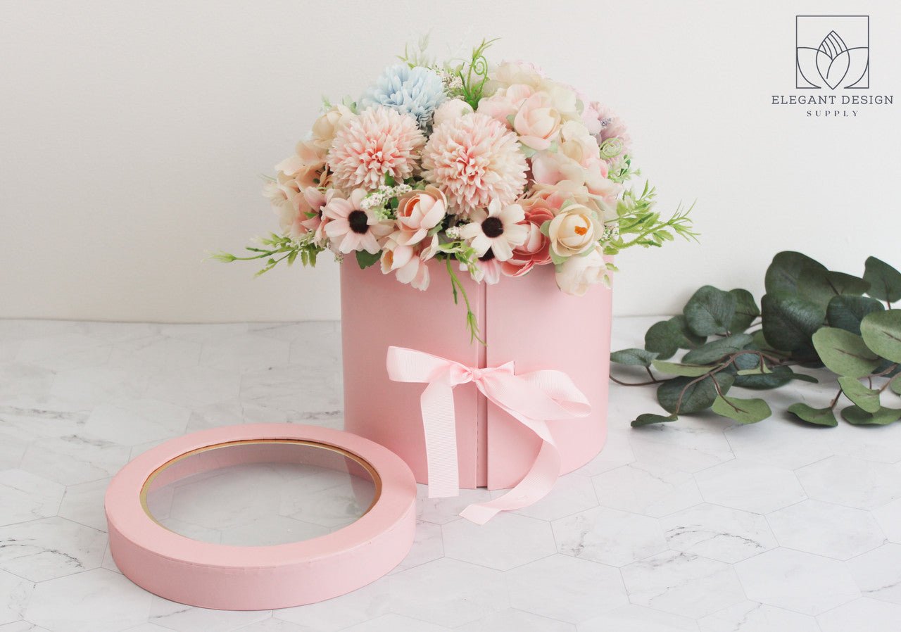 Two Layers Round Flower Box with Clear Lid - Elegant Supply