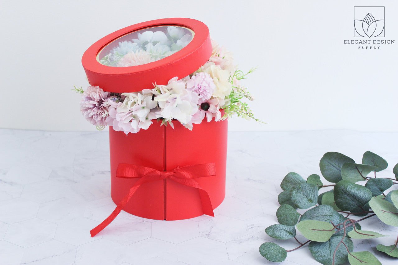 Two Layers Round Flower Box with Clear Lid - Elegant Supply