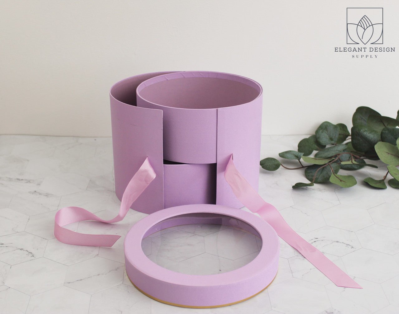 Two Layers Round Flower Box with Clear Lid - Elegant Supply