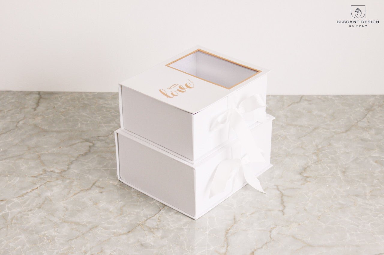 Two Sections Square Flower Gift box - Elegant Supply