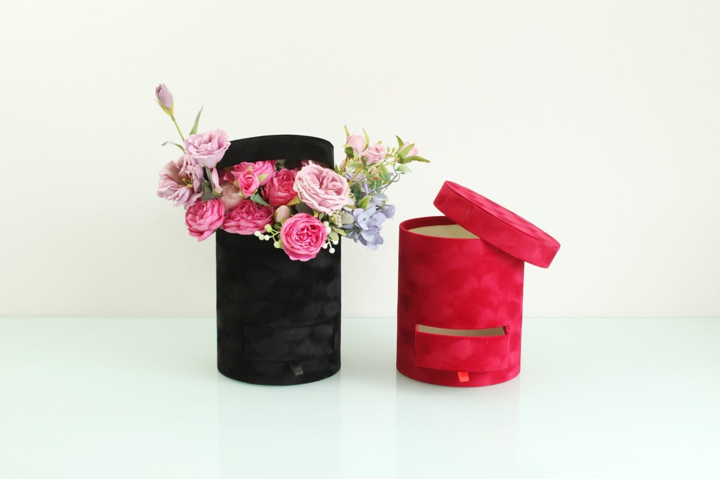 Velvet Round Surprise Flower Box with Drawer - Elegant Supply