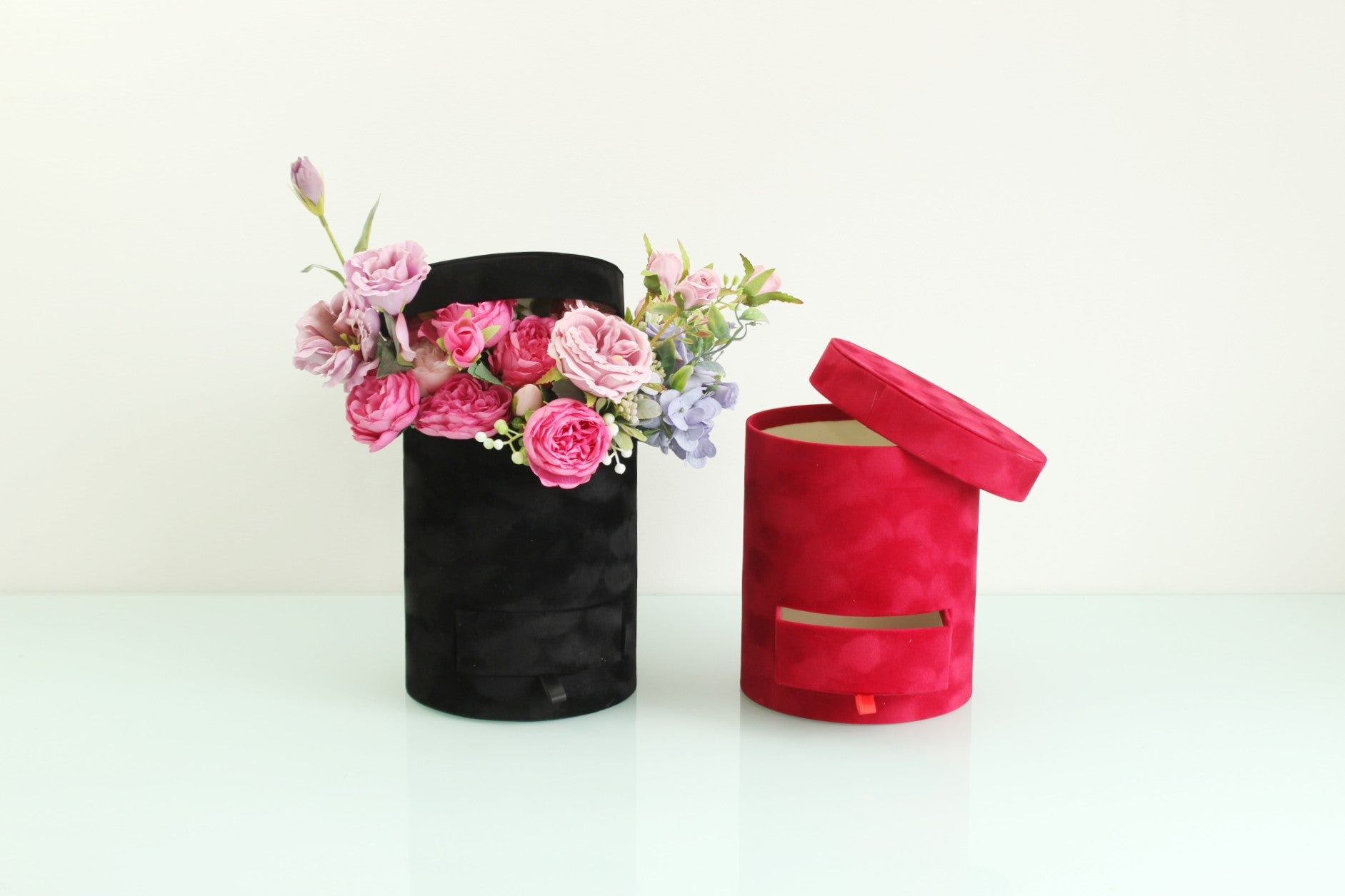 Velvet Round Surprise Flower Box with Drawer - Elegant Supply