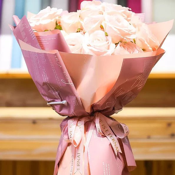 Waterproof English Writing Double Sided Color Flower Wrapping Paper (20 sheets/bag) - Elegant Supply