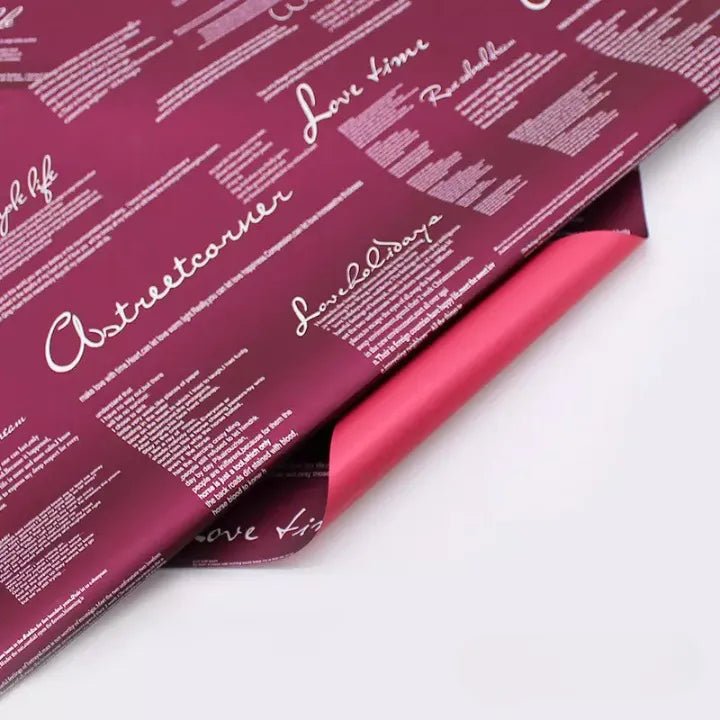 Waterproof English Writing Double Sided Color Flower Wrapping Paper (20 sheets/bag) - Elegant Supply