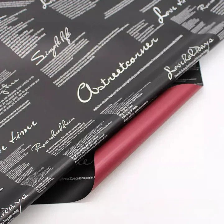 Waterproof English Writing Double Sided Color Flower Wrapping Paper (20 sheets/bag) - Elegant Supply
