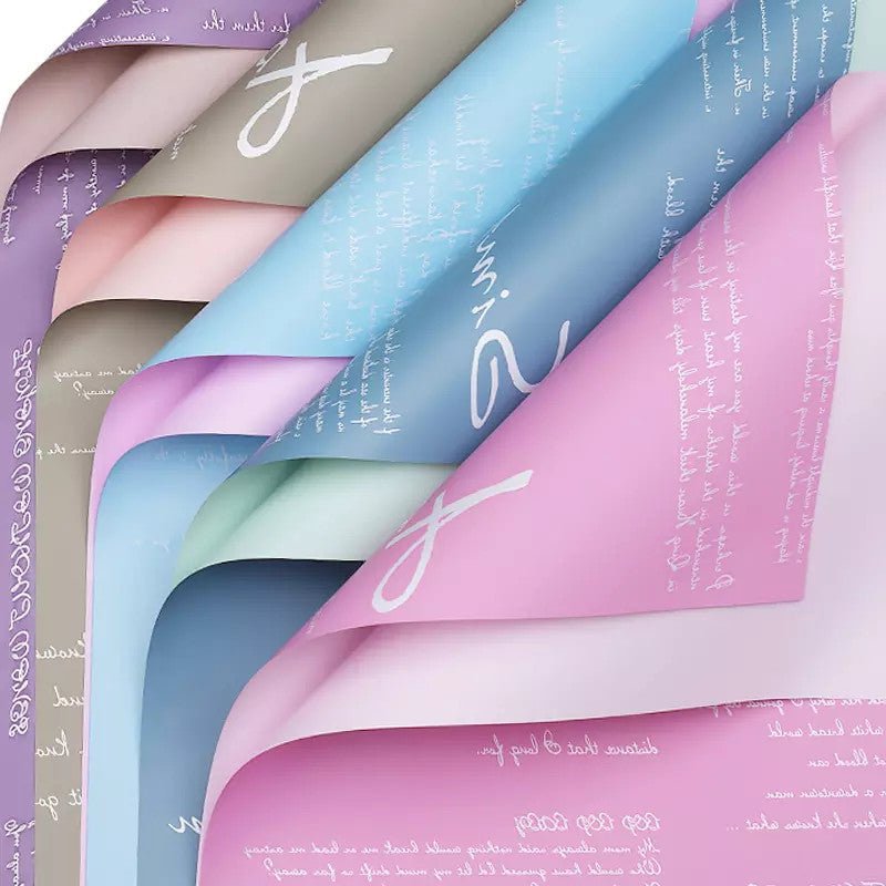 Waterproof English Writing Double Sided Color Flower Wrapping Paper (20 sheets/bag) - Elegant Supply
