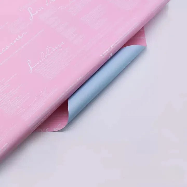Waterproof English Writing Double Sided Color Flower Wrapping Paper (20 sheets/bag) - Elegant Supply