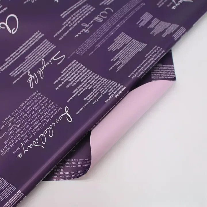 Waterproof English Writing Double Sided Color Flower Wrapping Paper (20 sheets/bag) - Elegant Supply
