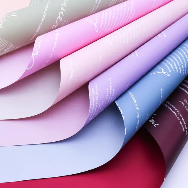 Waterproof English Writing Double Sided Color Flower Wrapping Paper (20 sheets/bag) - Elegant Supply