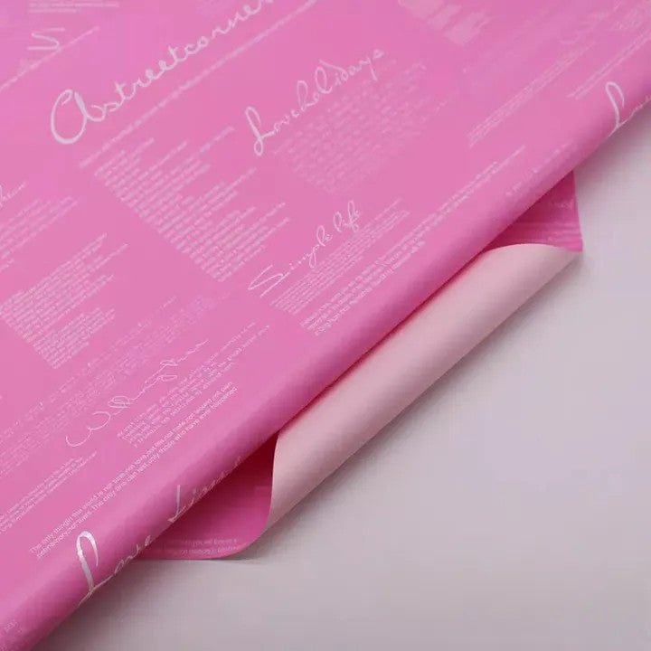 Waterproof English Writing Double Sided Color Flower Wrapping Paper (20 sheets/bag) - Elegant Supply