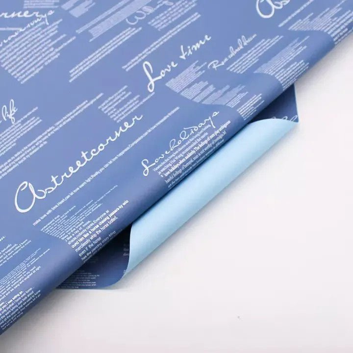 Waterproof English Writing Double Sided Color Flower Wrapping Paper (20 sheets/bag) - Elegant Supply
