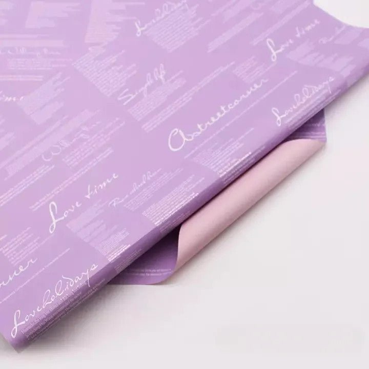 Waterproof English Writing Double Sided Color Flower Wrapping Paper (20 sheets/bag) - Elegant Supply