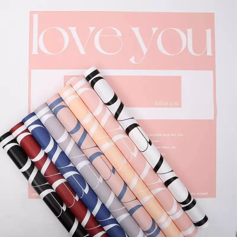 Waterproof "Love You" Flower Wrapping Paper (20 sheets/bag) - Elegant Supply