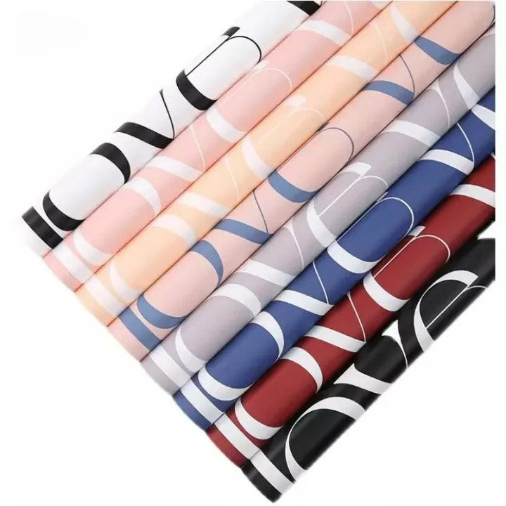 Waterproof "Love You" Flower Wrapping Paper (20 sheets/bag) - Elegant Supply
