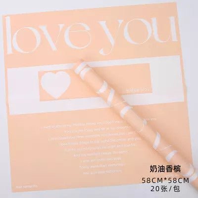 Waterproof "Love You" Flower Wrapping Paper (20 sheets/bag) - Elegant Supply