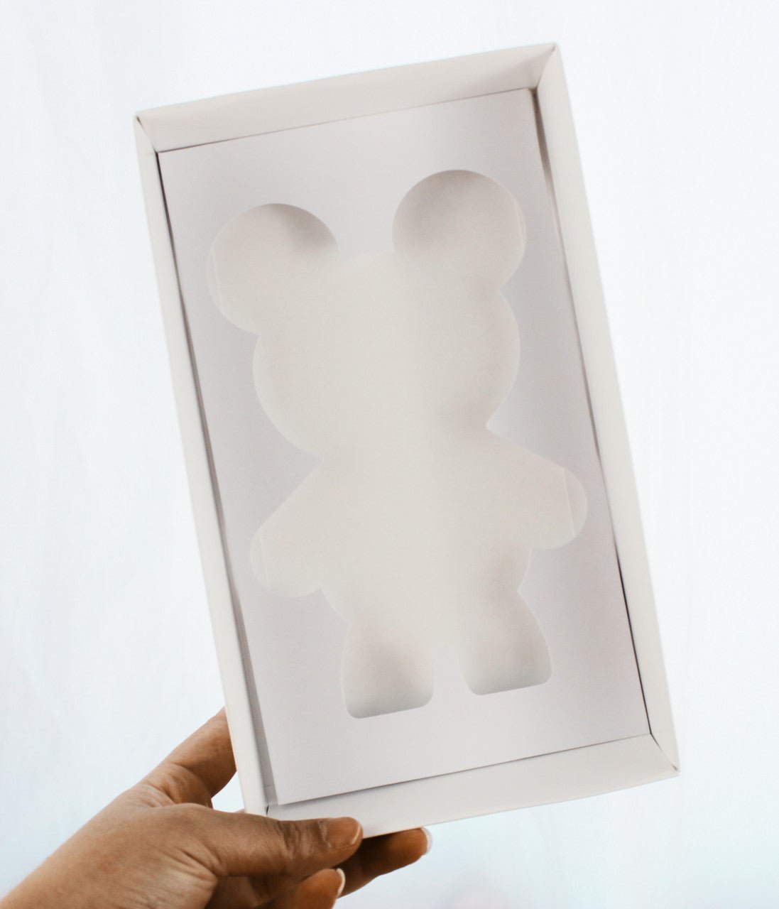 White Smash Bear Box with Clear Lid (set of 5) - Elegant Supply