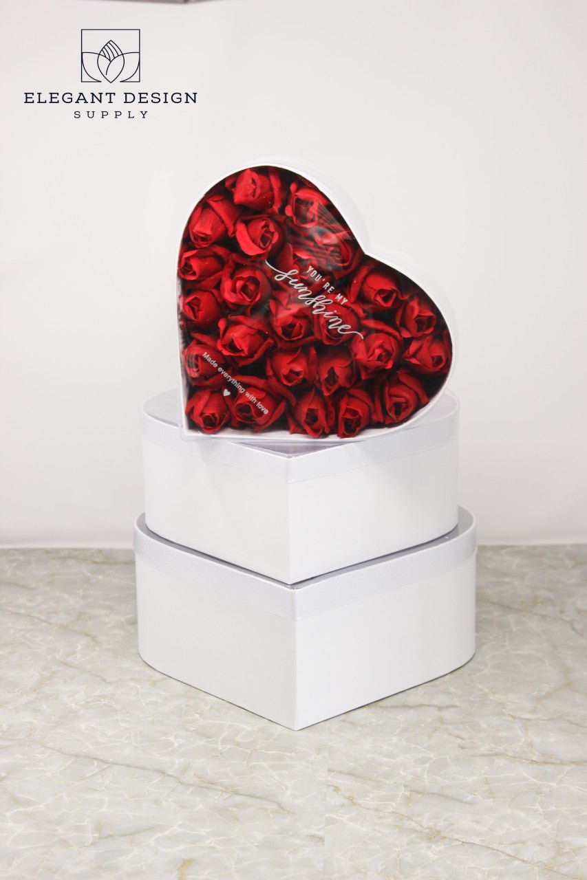 You're my Sunshine Heart Shape Flower Gift Box with Clear Lid - Elegant Supply
