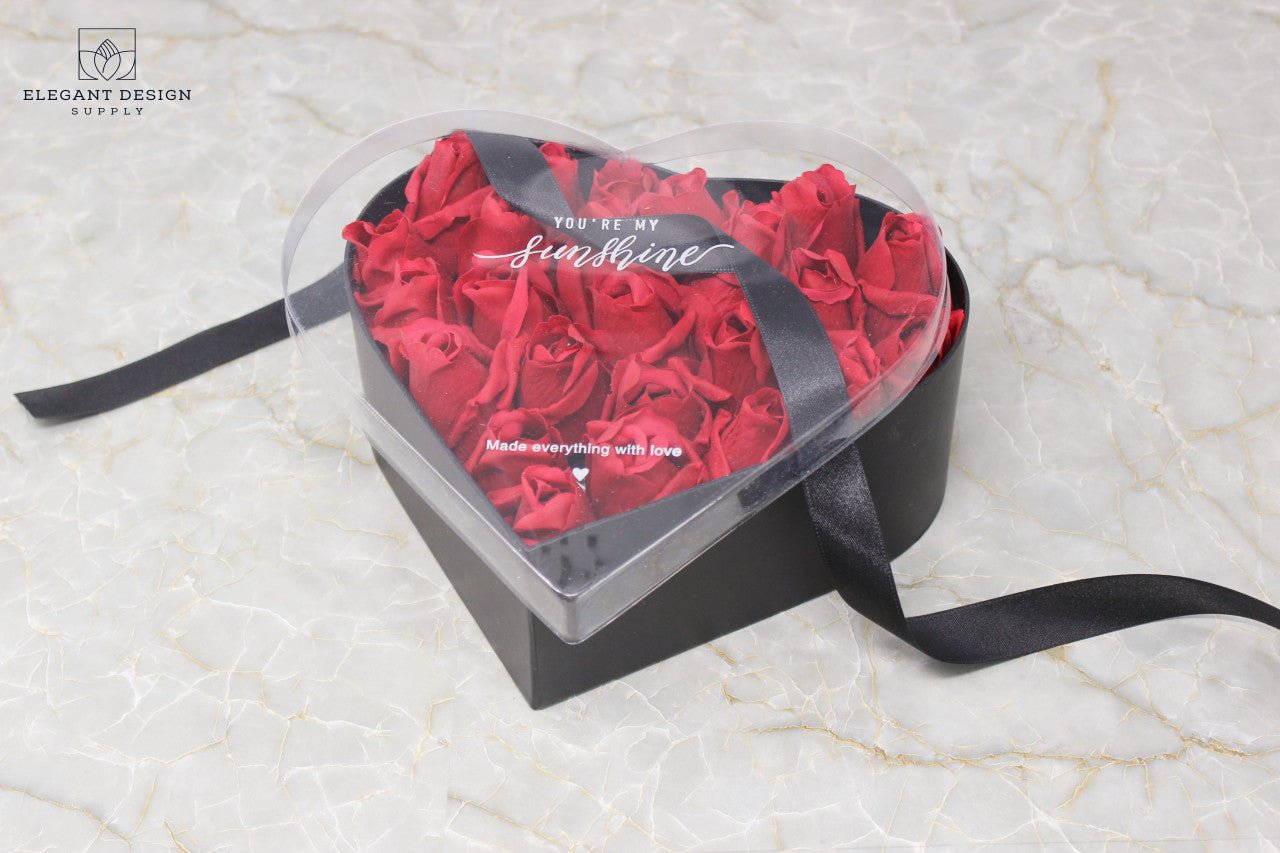 You're my Sunshine Heart Shape Flower Gift Box with Clear Lid - Elegant Supply