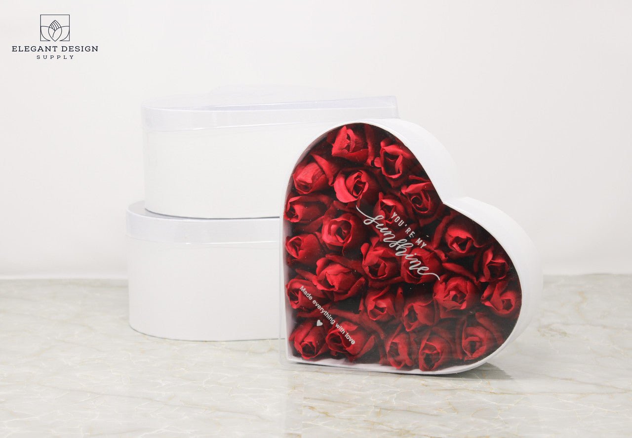 You're my Sunshine Heart Shape Flower Gift Box with Clear Lid - Elegant Supply
